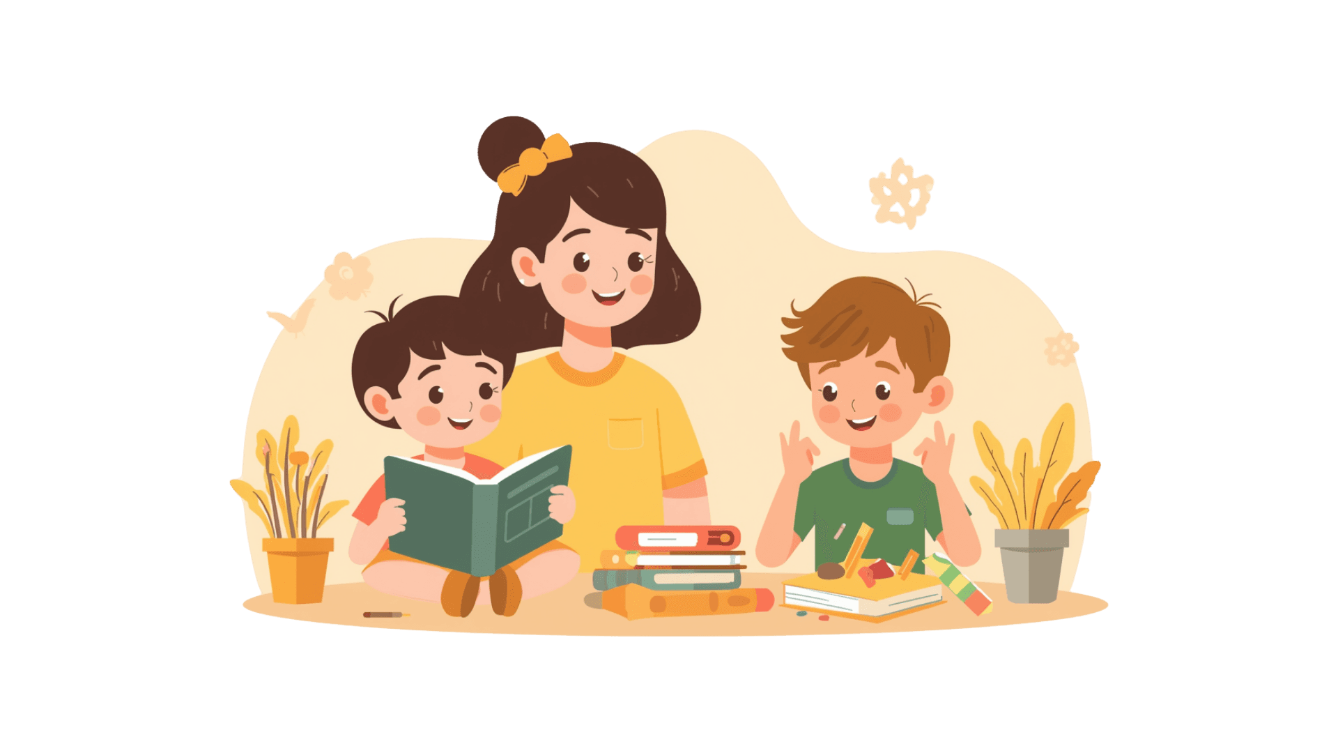 Mission scene with children learning