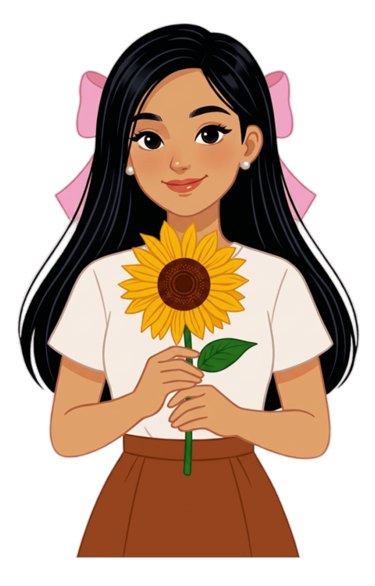 Teacher Amy holding a sunflower