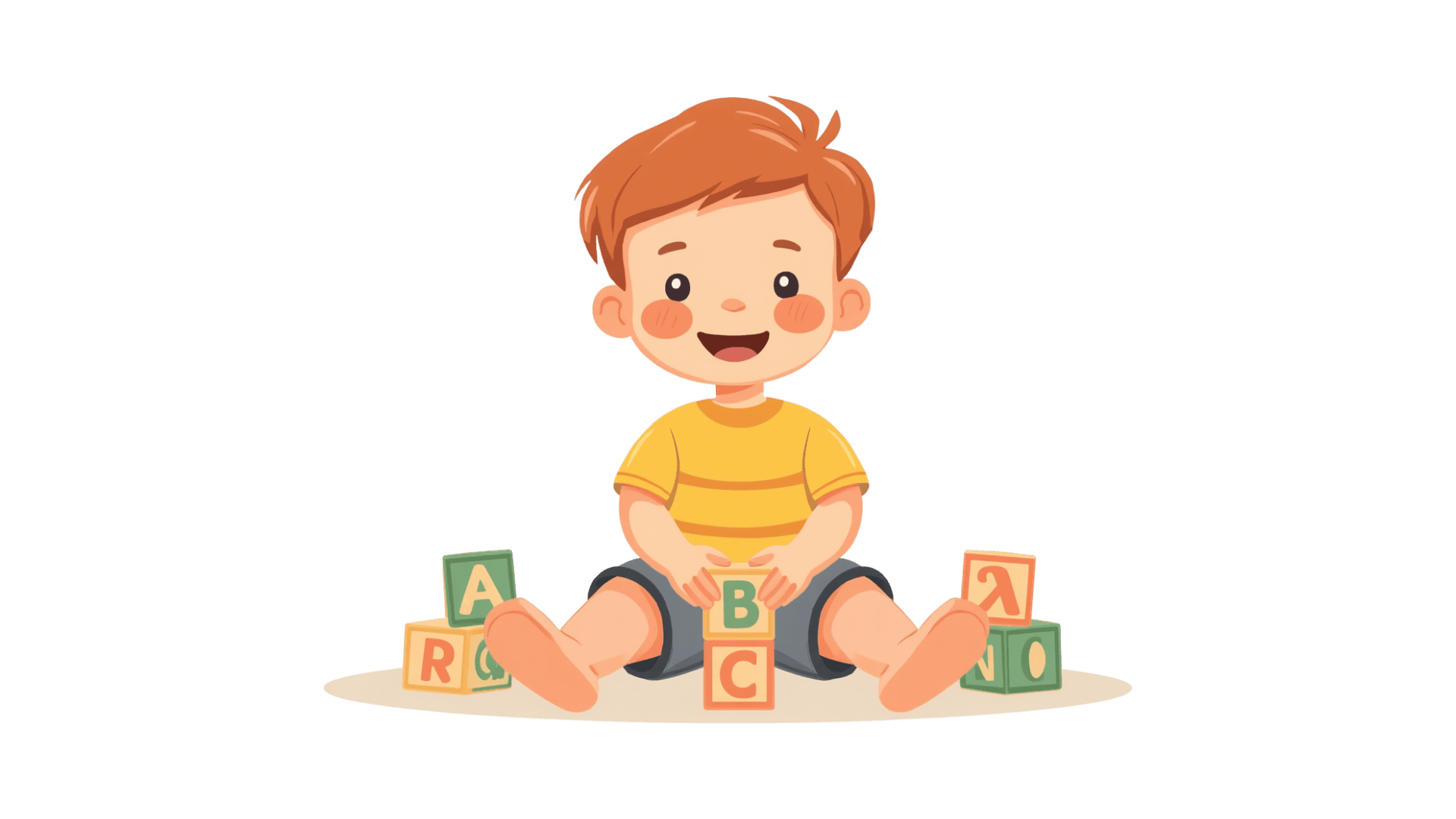 Boy with alphabet blocks